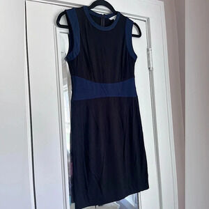 Diane Von Furstenberg Black Sheath Dress, Navy Trim Women Size 4